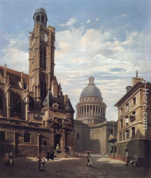 A View of The Pantheon and the Church of painting - Jules Dupre A View of The Pantheon and the Church of art painting
